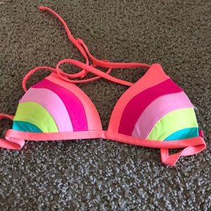 Striped padded bikini top